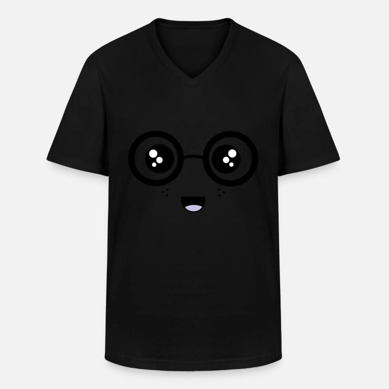 Nerdy Face - Männer-T-Shirt mit V-Ausschnitt - Schwarz