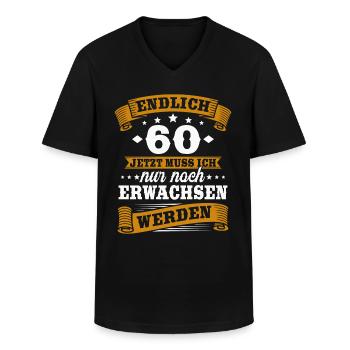 Endlich 60 Jahre Spruch 60 Geburtstag Geschenk - Männer-T-Shirt mit V-Ausschnitt - Schwarz - Vorne - AI Model Male 178 dark (178cm)