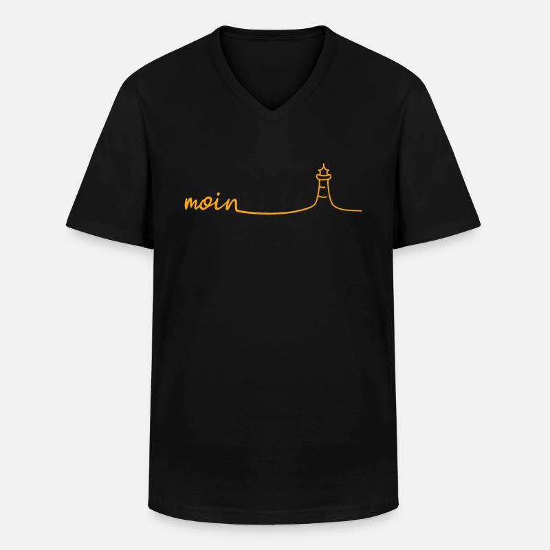 Moin Leuchtturm - Männer-T-Shirt mit V-Ausschnitt - Schwarz