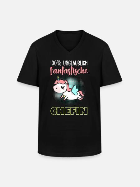 Einhorn Chefin - Männer-T-Shirt mit V-Ausschnitt - Schwarz
