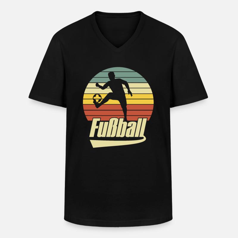 Fußball - Männer-T-Shirt mit V-Ausschnitt - Schwarz