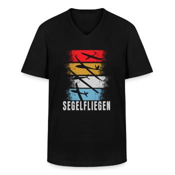 Gliding retro - Men's V-Neck T-Shirt - black - Front - AI Model Male 178 dark (178cm)