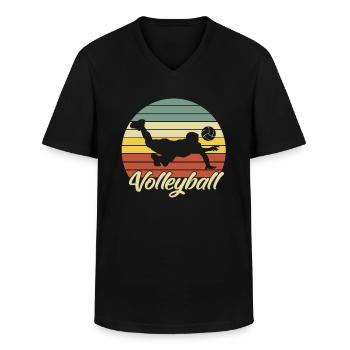 volley-ball - T-shirt col V Homme - noir - Devant - AI Model Male 178 dark (178cm)