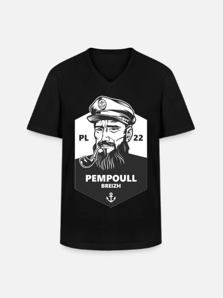 Marin PL 22 Pempoull Breizh - Klassisk herre T-shirt med V-udskæring - sort