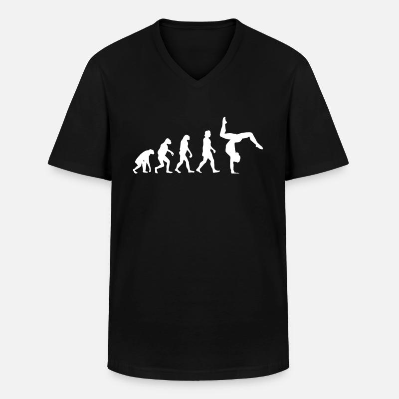 Handstand Evolution - Männer-T-Shirt mit V-Ausschnitt - Schwarz