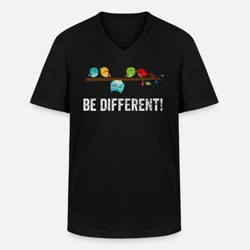 Vogel Lustig - Männer-T-Shirt mit V-Ausschnitt - Schwarz