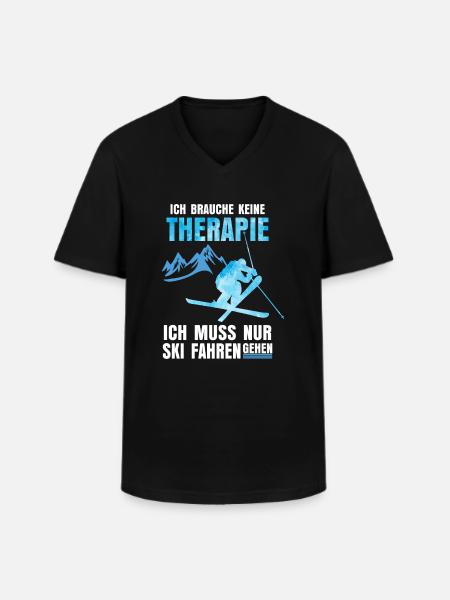 Ski Skier Therapie - Männer-T-Shirt mit V-Ausschnitt - Schwarz