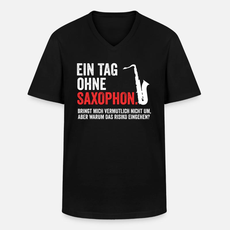 Saxophon - Männer-T-Shirt mit V-Ausschnitt - Schwarz