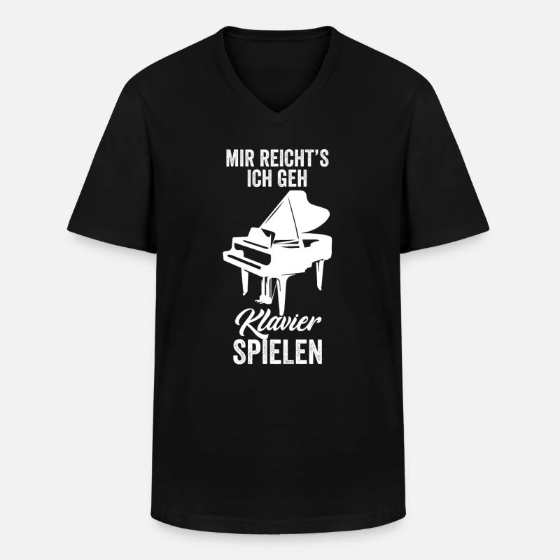 Klavier - Männer-T-Shirt mit V-Ausschnitt - Schwarz
