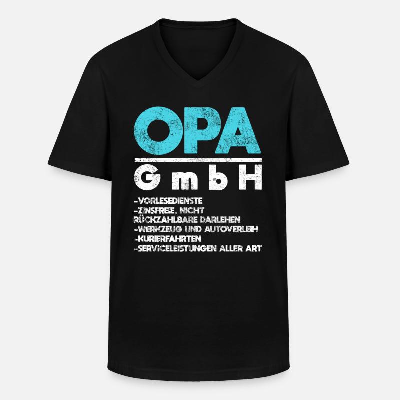 Opa GMBH - Männer-T-Shirt mit V-Ausschnitt - Schwarz