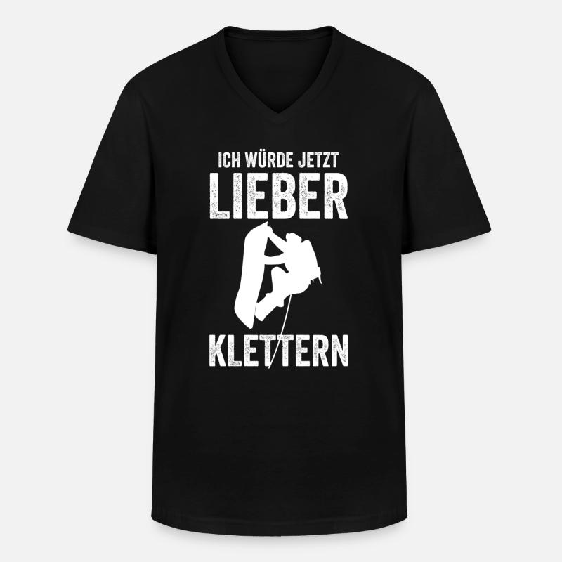 Klettern Kletterer - Männer-T-Shirt mit V-Ausschnitt - Schwarz