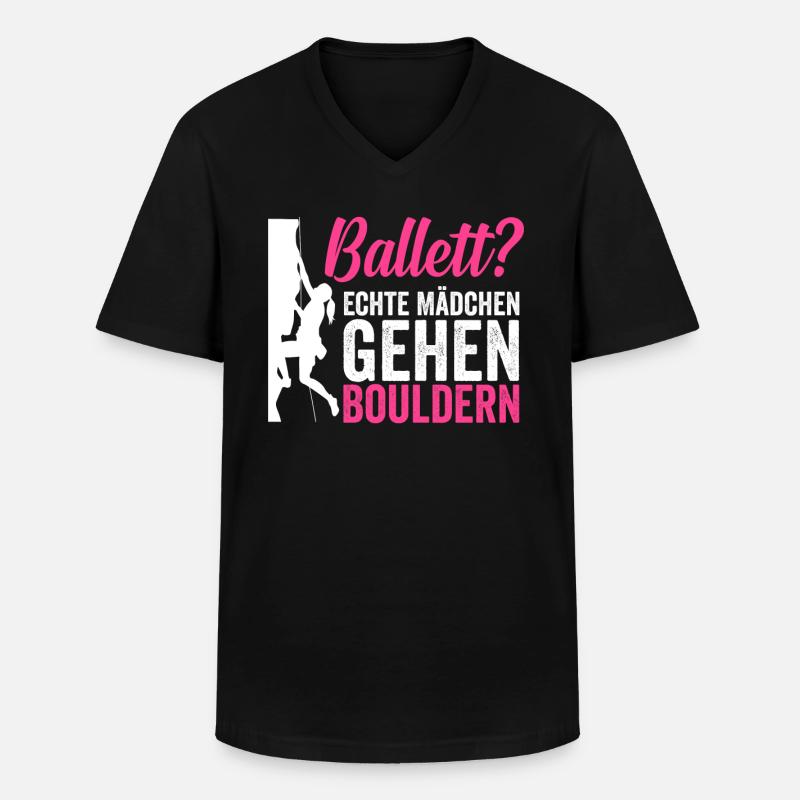Bouldern Klettern Mädchen - Männer-T-Shirt mit V-Ausschnitt - Schwarz