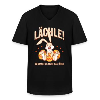Lächle! du kannst sie nicht alle töten - Männer-T-Shirt mit V-Ausschnitt - Schwarz - Vorne - AI Model Male 178 dark (178cm)