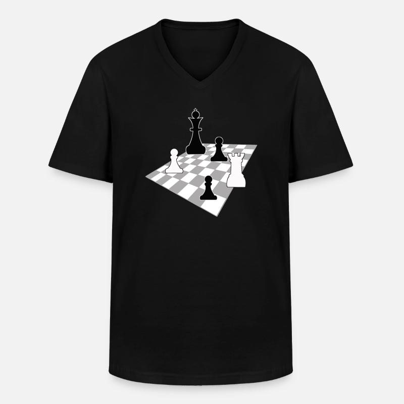 Echecs, échecs - T-shirt col V Homme - noir