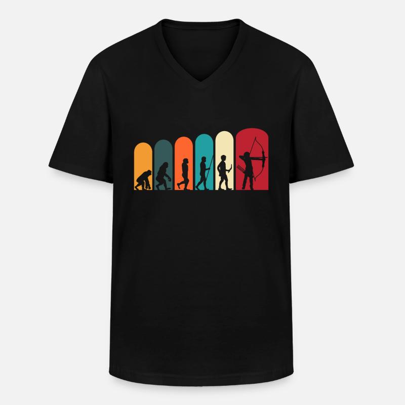 Bogenschiessen Bogensport Bogenschütze Evolution - Männer-T-Shirt mit V-Ausschnitt - Schwarz