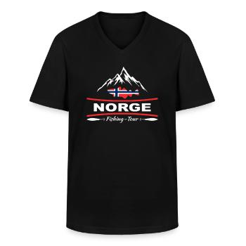 Pêche en Norvège - T-shirt col V Homme - noir - Devant - AI Model Male 178 dark (178cm)