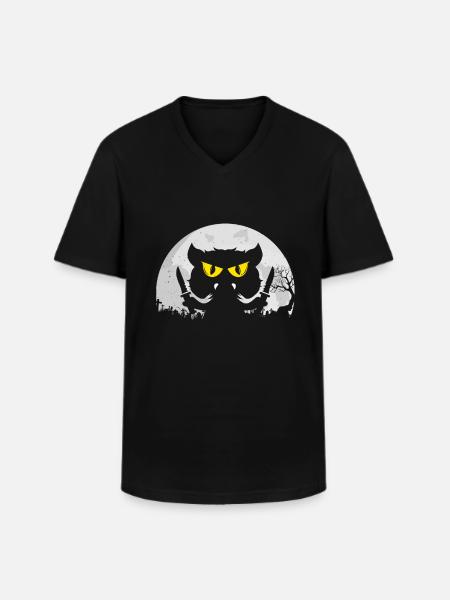 Cat saying gift Halloween - Men's V-Neck T-Shirt - black