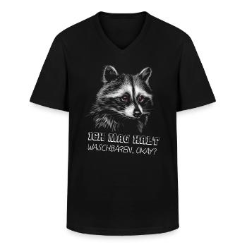 Ich mag halt Waschbären Geschenk Waschbär Bild - Männer-T-Shirt mit V-Ausschnitt - Schwarz - Vorne - AI Model Male 178 dark (178cm)