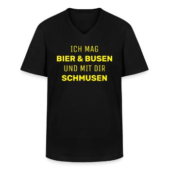ICH MAG BIER UND BUSEN UND MIT DIR SCHMUSEN - Männer-T-Shirt mit V-Ausschnitt - Schwarz - Vorne - AI Model Male 178 dark (178cm)