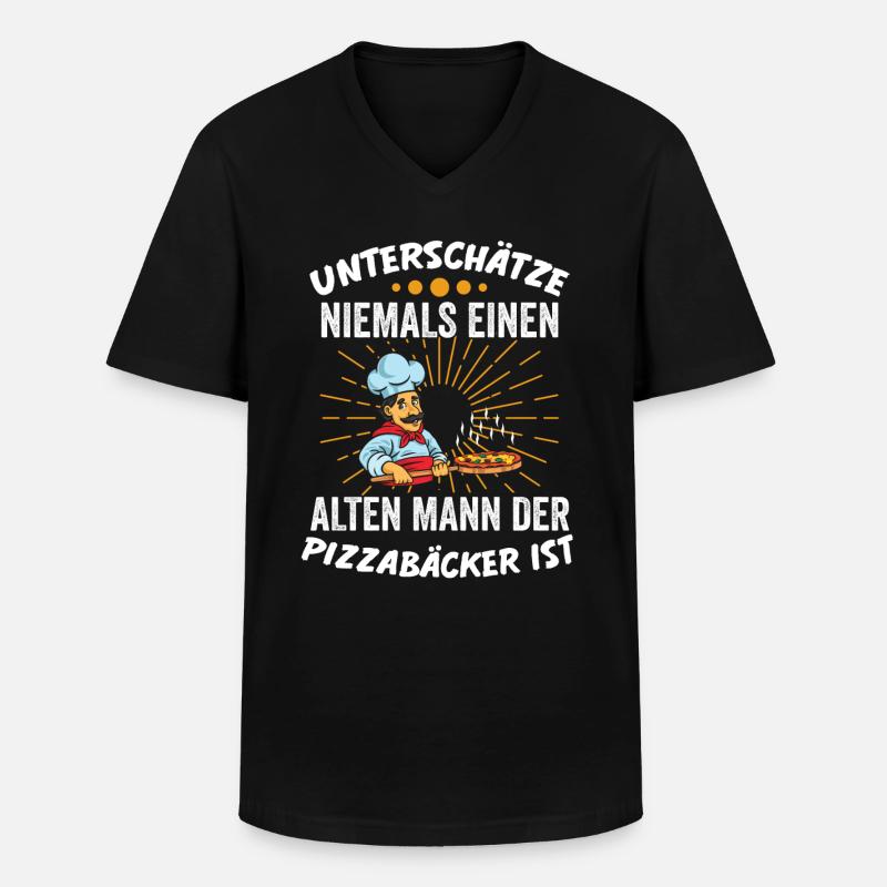 Pizzabäcker Küchenchef Geschenk - Männer-T-Shirt mit V-Ausschnitt - Schwarz