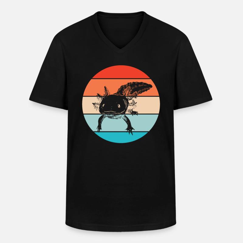 Axolotl Retro - Männer-T-Shirt mit V-Ausschnitt - Schwarz