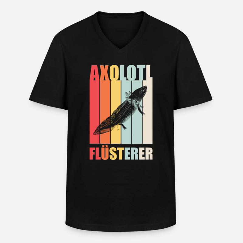 Axolotl Flüsterer - Männer-T-Shirt mit V-Ausschnitt - Schwarz