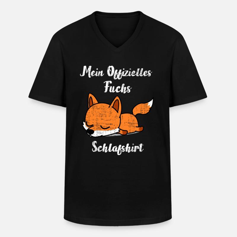 Fuchs Schlafshirt - Männer-T-Shirt mit V-Ausschnitt - Schwarz