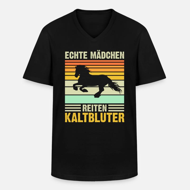 Echte Mädchen reiten Kaltblüter - Männer-T-Shirt mit V-Ausschnitt - Schwarz