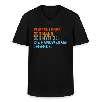 Fliesenleger Spruch lustig - Männer-T-Shirt mit V-Ausschnitt - Schwarz - Vorne - AI Model Male 178 dark (178cm)