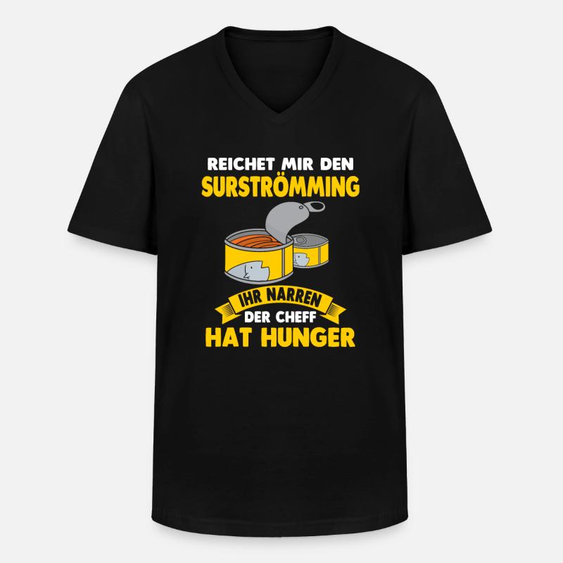 Surströmming Stinkefisch Challenge Kotzfisch Fisch - Männer-T-Shirt mit V-Ausschnitt - Schwarz