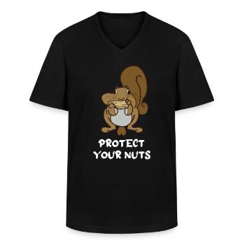 Protect Your Nuts - Männer-T-Shirt mit V-Ausschnitt - Schwarz - Vorne - AI Model Male 178 dark (178cm)