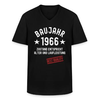 Jahrgang 1966 Baujahr Geburtstag - Männer-T-Shirt mit V-Ausschnitt - Schwarz - Vorne - AI Model Male 178 dark (178cm)
