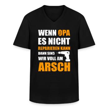 Opa Reparieren Werkzeug Großvater - Männer-T-Shirt mit V-Ausschnitt - Schwarz - Vorne - AI Model Male 178 dark (178cm)