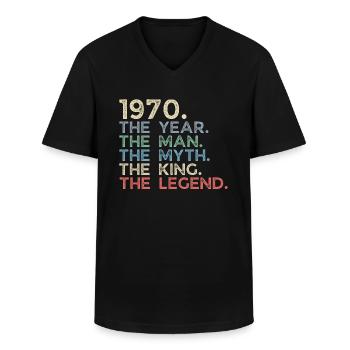 Jahrgang 1970 The Year Man Myth King Legend Retro - Männer-T-Shirt mit V-Ausschnitt - Schwarz - Vorne - AI Model Male 178 dark (178cm)