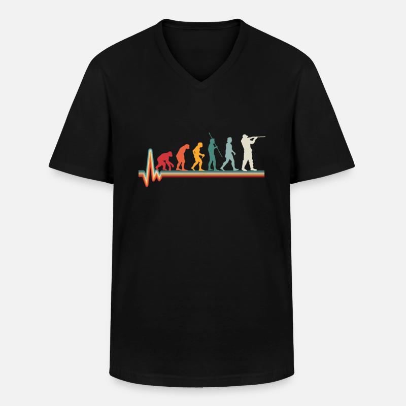 Evolution Heartbeat Hunter Hunting Gift - Men's V-Neck T-Shirt - black