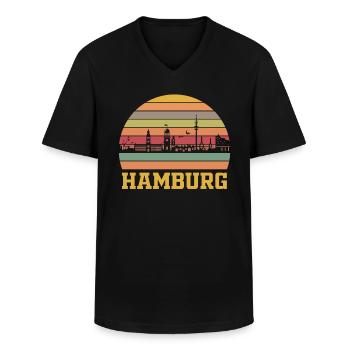 Hamburg - Männer-T-Shirt mit V-Ausschnitt - Schwarz - Vorne - AI Model Male 178 dark (178cm)