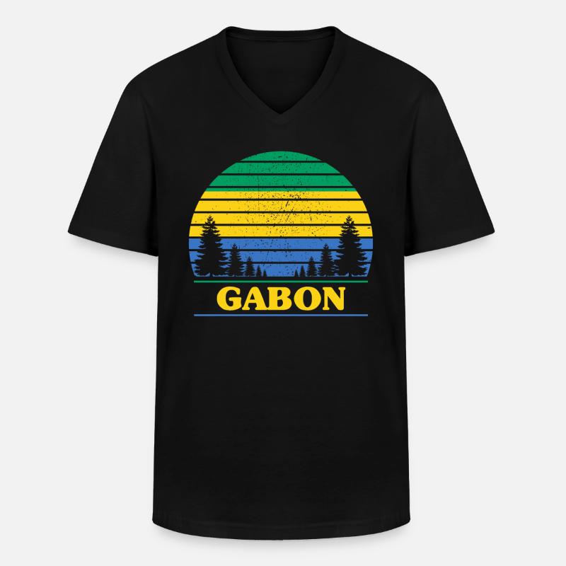 Gabun - Männer-T-Shirt mit V-Ausschnitt - Schwarz