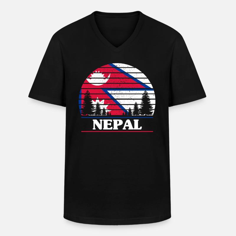 Nepal - Männer-T-Shirt mit V-Ausschnitt - Schwarz