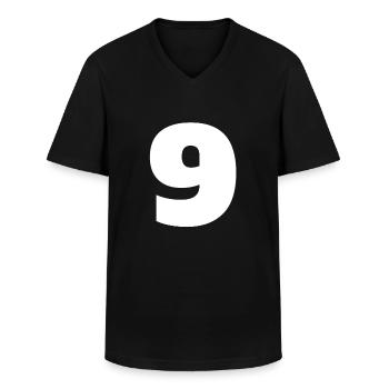 Number 9 Capital letters monogram - Men's V-Neck T-Shirt - black - Front - AI Model Male 178 dark (178cm)
