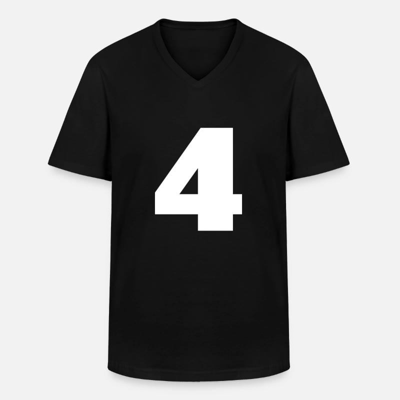 Nummer 4 Großbuchstaben Monogramm - Männer-T-Shirt mit V-Ausschnitt - Schwarz