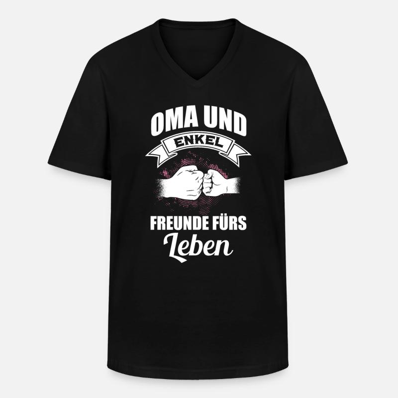 Oma Enkel Geschenkidee - Männer-T-Shirt mit V-Ausschnitt - Schwarz