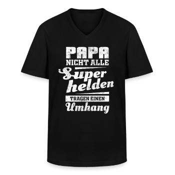 Papa nicht alle Superhelden tragen einen Umhang - Männer-T-Shirt mit V-Ausschnitt - Schwarz - Vorne - AI Model Male 178 dark (178cm)