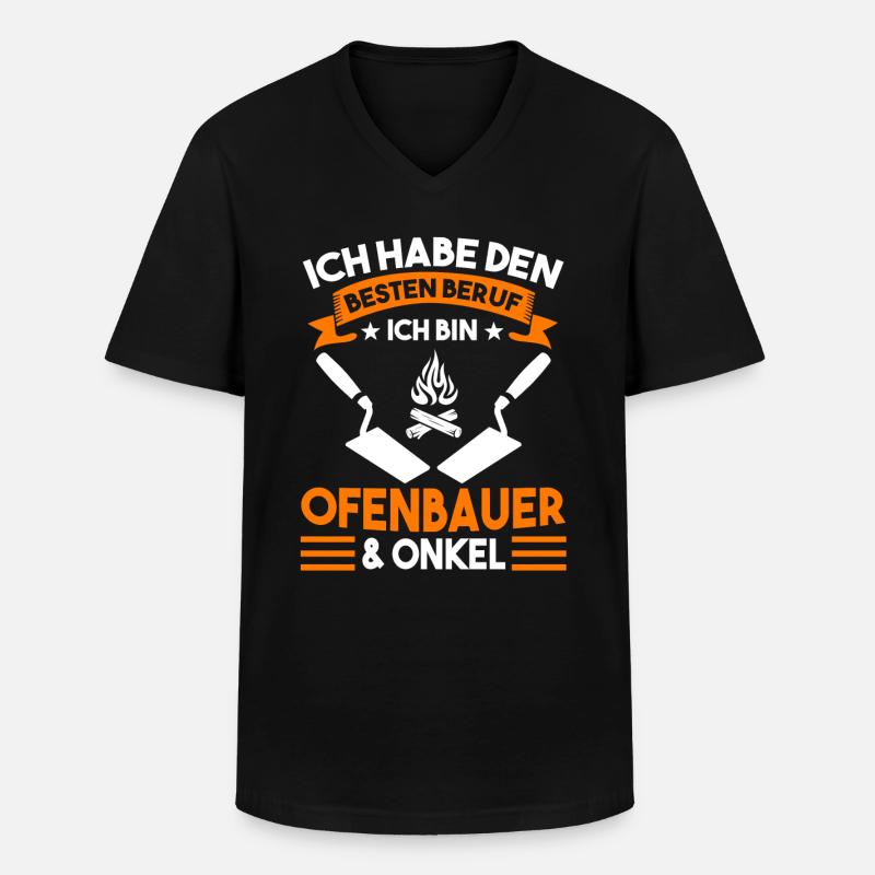 Ofenbauer Onkel Kaminbauer - Männer-T-Shirt mit V-Ausschnitt - Schwarz