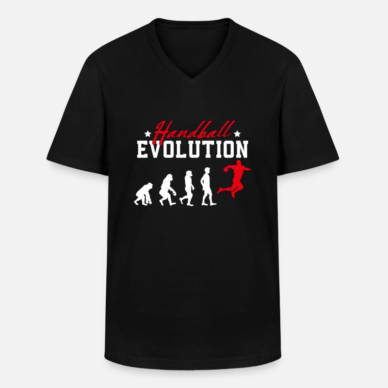 Handball Evolution Handballer Handballspieler - Männer-T-Shirt mit V-Ausschnitt - Schwarz