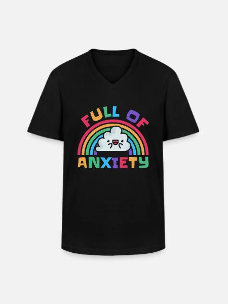 Full Of Anxiety Awareness Rainbow - Men's V-Neck T-Shirt - black