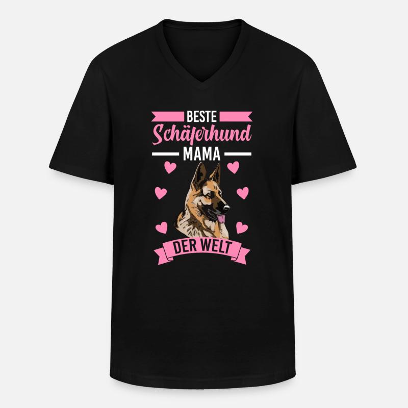 Deutscher Schäferhund Mama - Männer-T-Shirt mit V-Ausschnitt - Schwarz