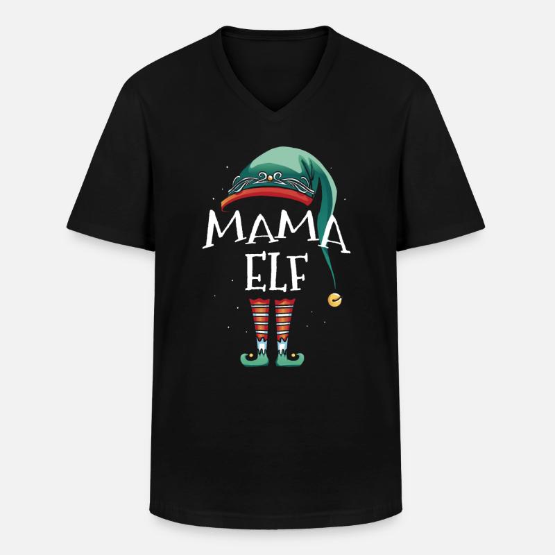 Mama Elf - Männer-T-Shirt mit V-Ausschnitt - Schwarz