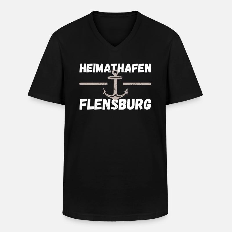 Heimathafen Flensburg - Männer-T-Shirt mit V-Ausschnitt - Schwarz