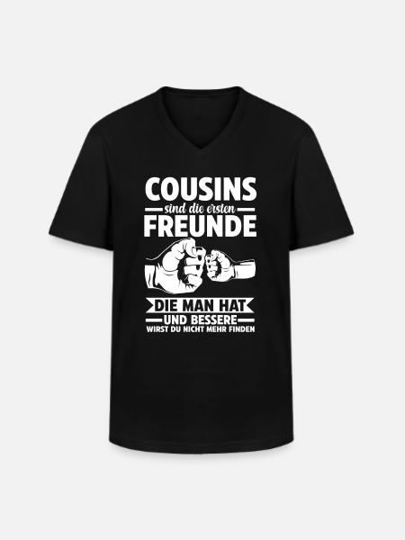 Cousins - Männer-T-Shirt mit V-Ausschnitt - Schwarz
