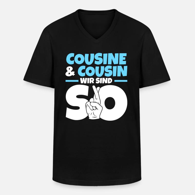 Cousine Cousin - Männer-T-Shirt mit V-Ausschnitt - Schwarz